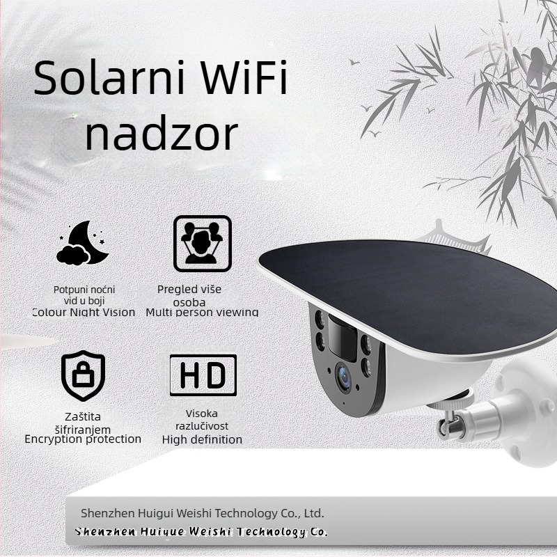 Solarna kamera za nadzor s graffiti dizajnom, pametna, vanjska, Wi-Fi, HD video, niska potrošnja