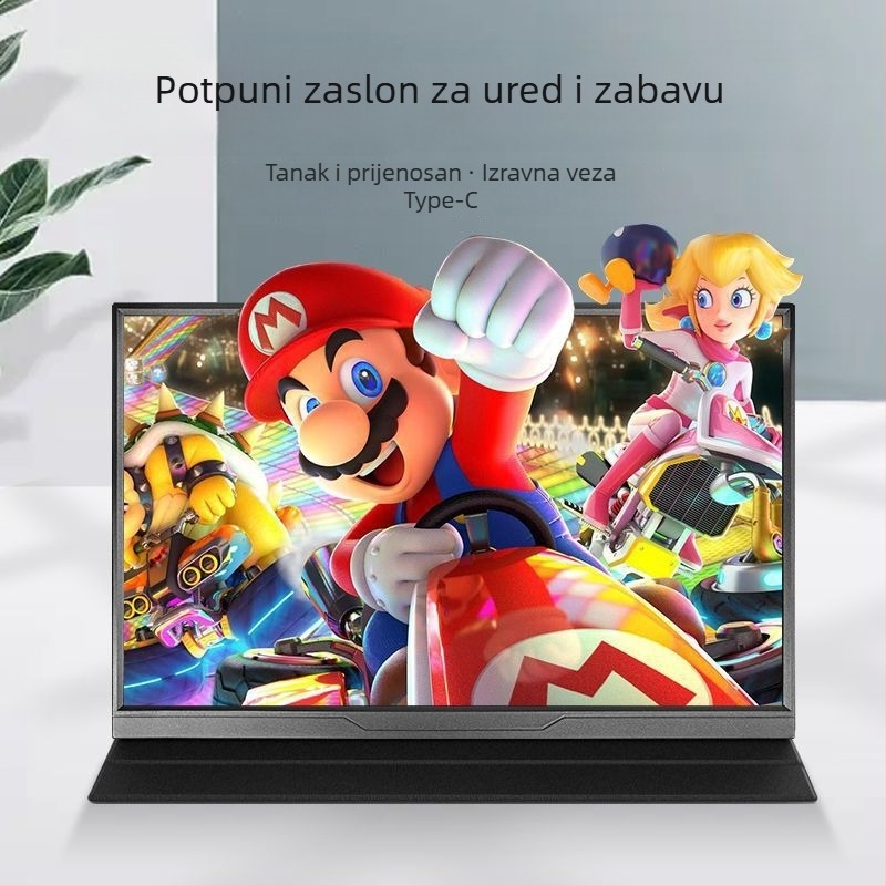 15,6-inčni prijenosni IPS monitor, 1080p, vanjski zaslon za prijenosno računalo/PC, 16:9, HDMI i VGA