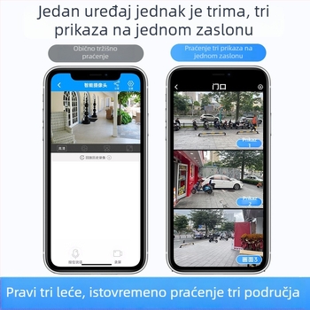 Kamera za nadzor za dom i vanjsku upotrebu, Wi-Fi, noćni vid 360°, trostruka leća, 12K rezolucija