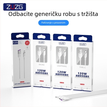 1–2 m dugi kabel za podatke s brzim punjenjem, USB-C, Micro USB i Lightning; kompatibilan s Android i Apple uređajima, podržava napajanje 5A/6A