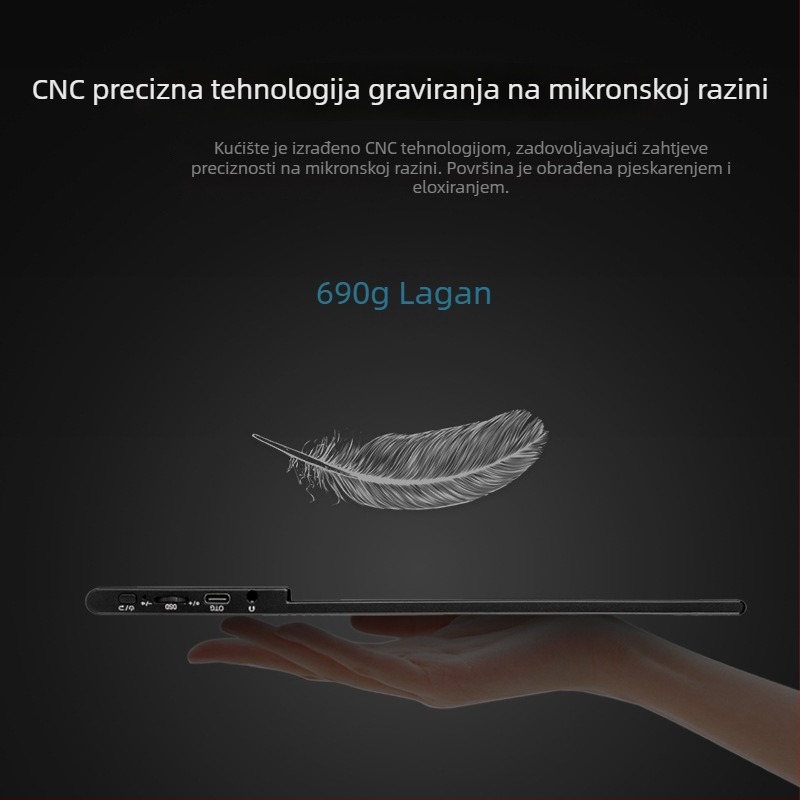 14-inčni ultra-tanki metalni prijenosni monitor za PC, vanjski prijenosni zaslon, tanak gaming monitor s IPS panelom, 1920x1200, 16:10, HDMI, 400 nits, kontrast 1500:1, odziv 20 ms, težina 800 g