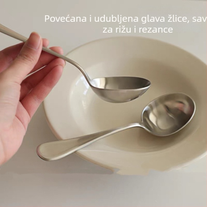 Mat nehrđajući čelik 18/10, mat završetak, žlica za rezance s dubokim kupom, velika glava za juhu, pogodna za rezance, juhu, kašu i ptičje gnijezdo