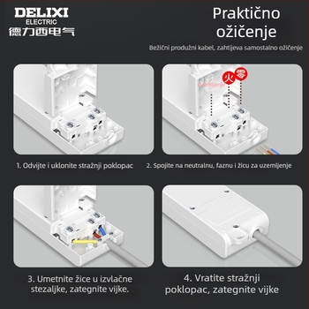 Delixi bežični produžni kabel za kućnu upotrebu, s više utičnica