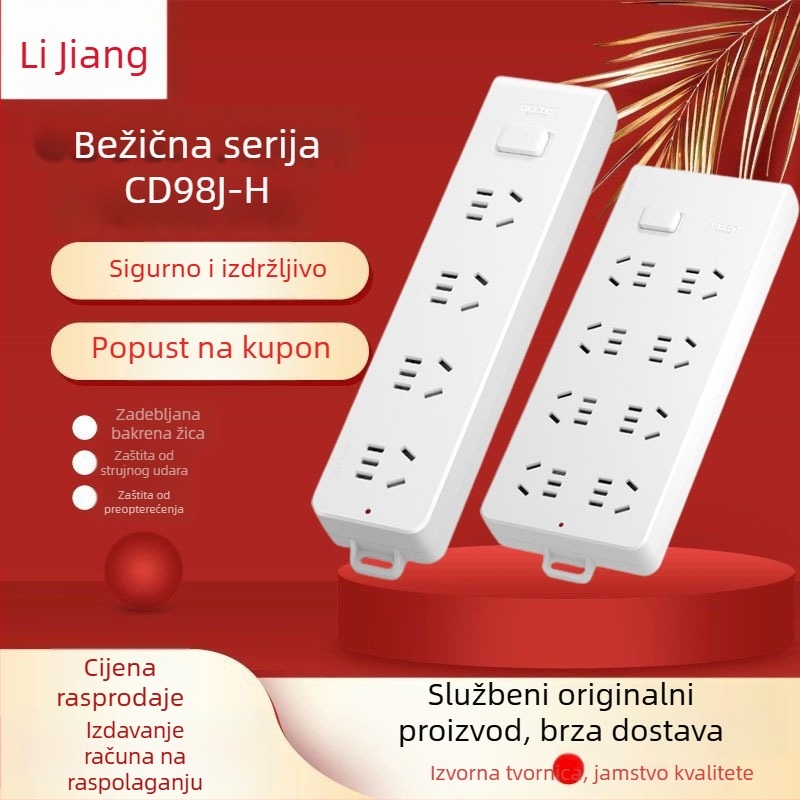Delixi bežični produžni kabel za kućnu upotrebu, s više utičnica