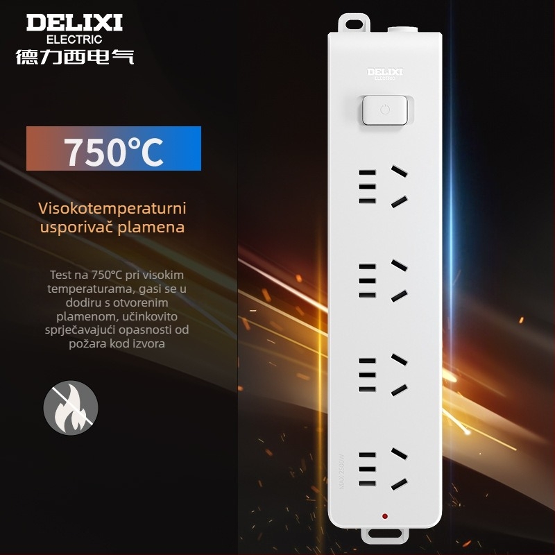 Delixi bežični produžni kabel za kućnu upotrebu, s više utičnica