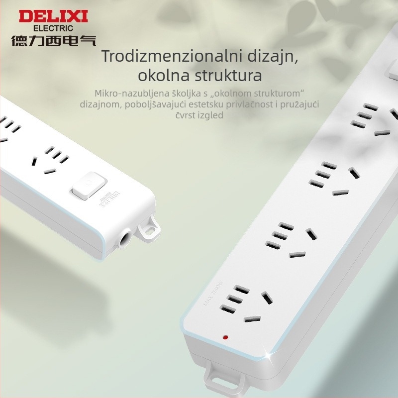 Delixi bežični produžni kabel za kućnu upotrebu, s više utičnica