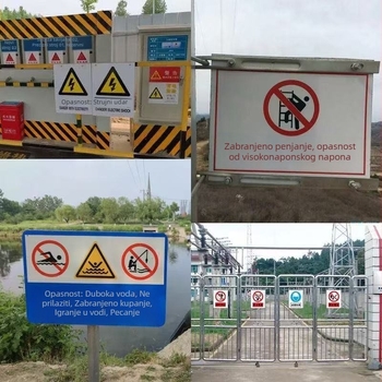 Tablica s brojem stupa, aluminijski reflektirajući upozoravajući znak za linije tornja i sigurnost prometa