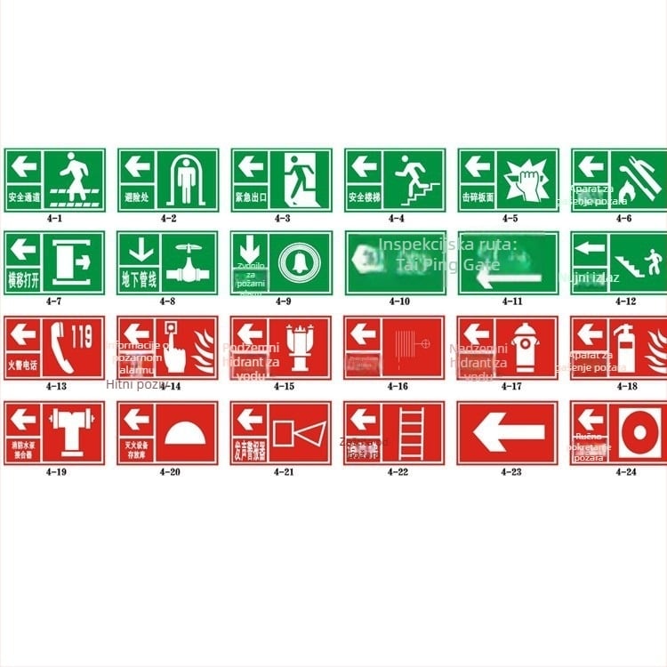PVC znak sigurnosti protiv požara za vatrogasni aparat, plastični znak sa sitotiskom, dimenzije 300 x 400 mm, debljina 0,8 mm, crvena pozadina i crveni logo.