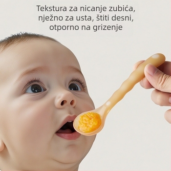 Dječja silikonska žličica s mekanim vrhom, šarene boje, za hranjenje vodom i mlijekom te dopunskom hranom – trening žličica