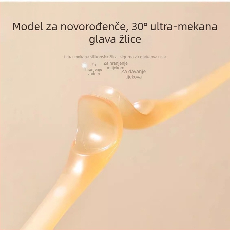 Dječja silikonska žličica s mekanim vrhom, šarene boje, za hranjenje vodom i mlijekom te dopunskom hranom – trening žličica