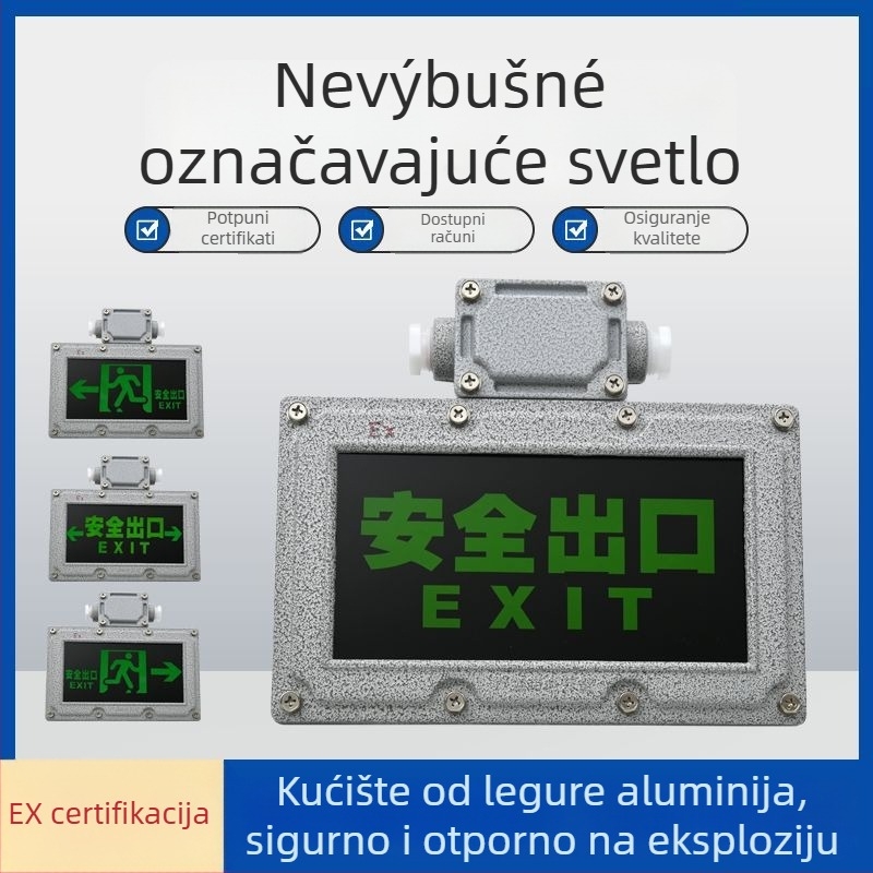 Eksplozijski otporno dvostruko LED nužno svjetlo za sigurnosni izlaz i znak evakuacije