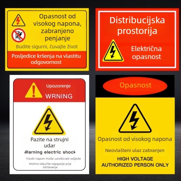 Značice sigurnosti protiv požara za razvodnu kutiju, upozoravajuće naljepnice za radionu, prilagođene