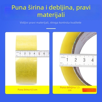 Prozirna ljepiljiva traka za pakiranje, žuta traka za zatvaranje paketa, ljepilo na bazi vode, širina 4,2 cm, duljina 100 m