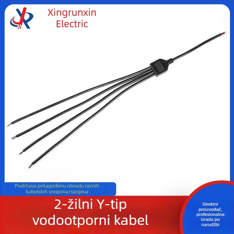 2-žilni Y-kabel za napajanje, za montažu pločica, 1–5 razdjelnik, vodootporan za vanjske LED reklame i tunelsko osvjetljenje