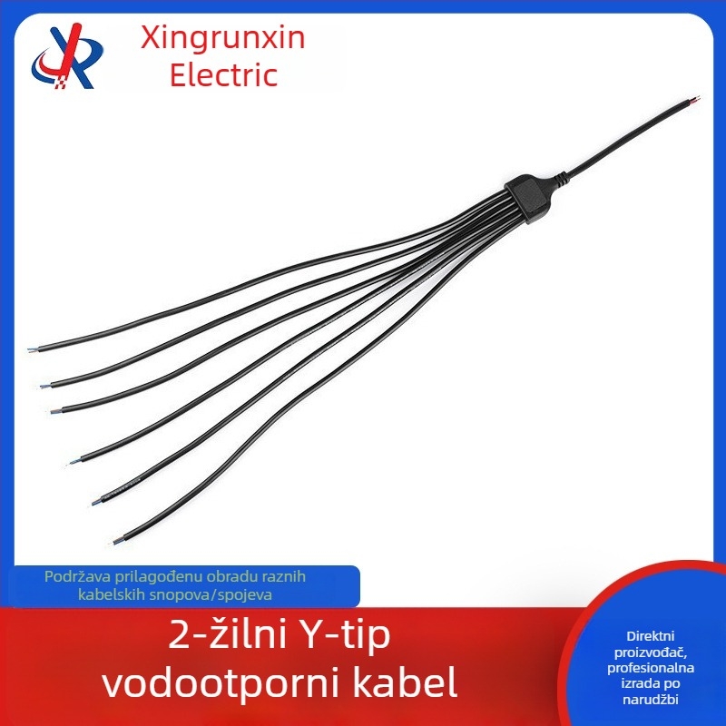 2-žilni Y-kabel za napajanje, za montažu pločica, 1–5 razdjelnik, vodootporan za vanjske LED reklame i tunelsko osvjetljenje