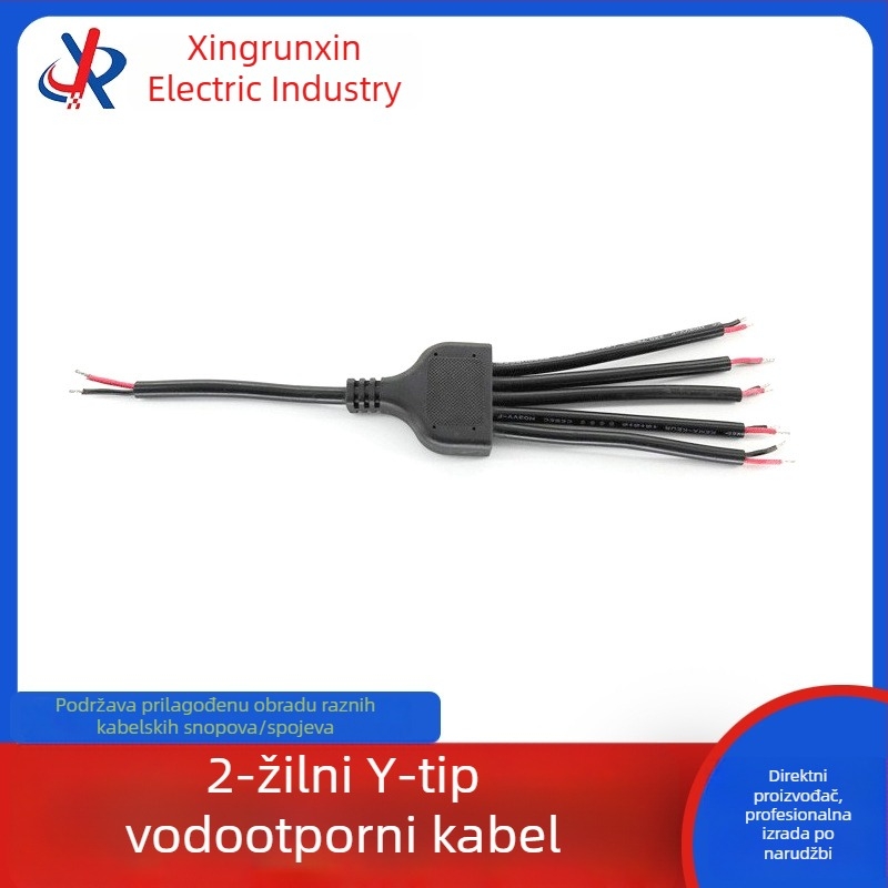 2-žilni Y-kabel za napajanje, za montažu pločica, 1–5 razdjelnik, vodootporan za vanjske LED reklame i tunelsko osvjetljenje