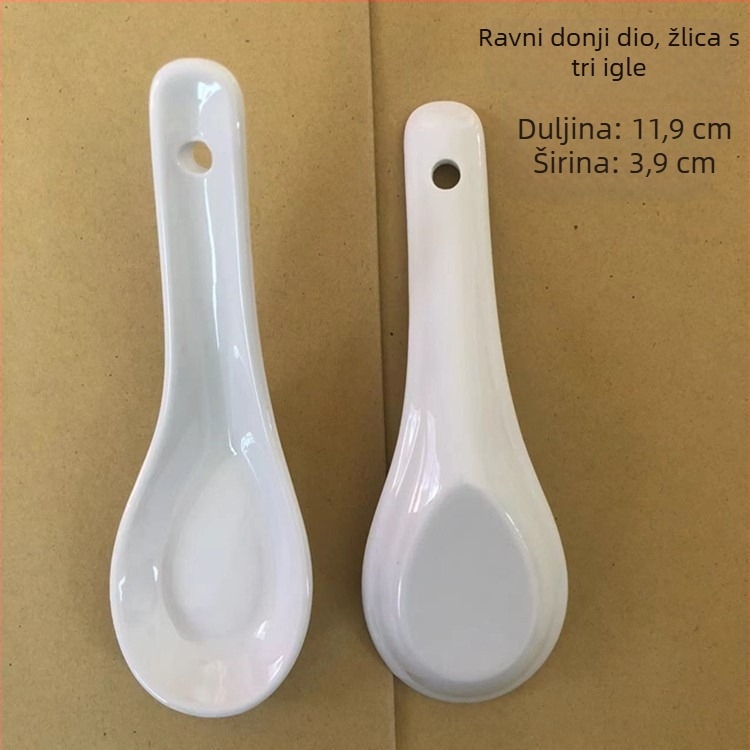 Dječja keramička žličica s tri zakrivljena dijela, set s odgovarajućom žlicom za juhu, duljina 11,7 cm