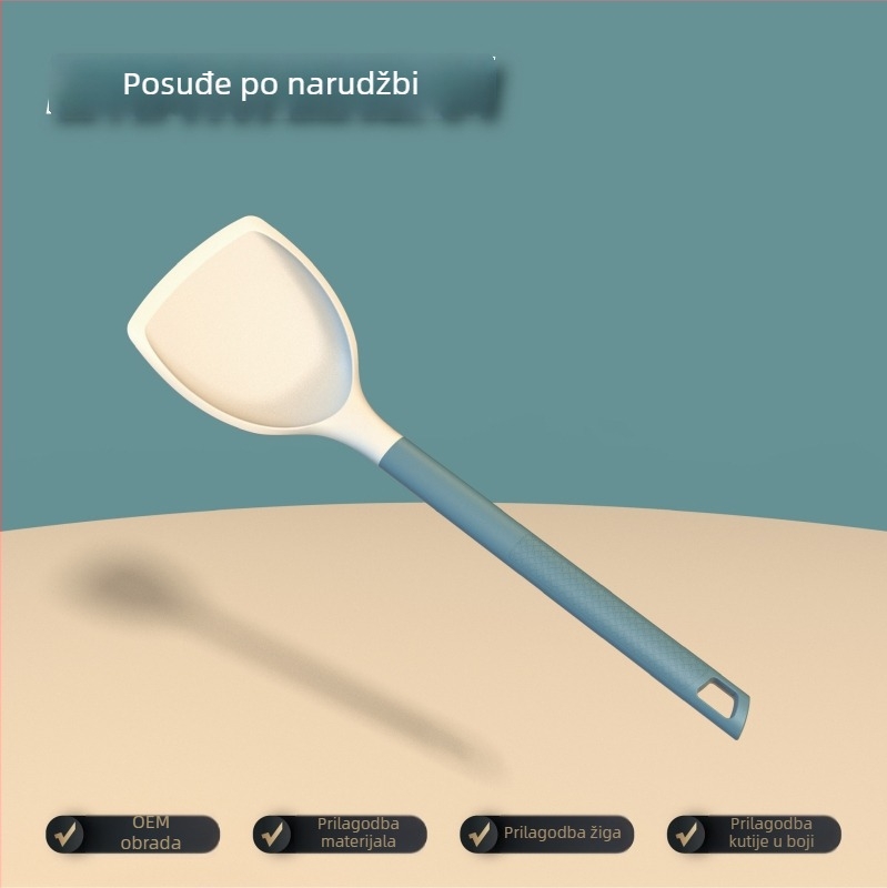 Prilagođeni silikon set kuhinjskih alata: spatula, jušna žlica i cedilo