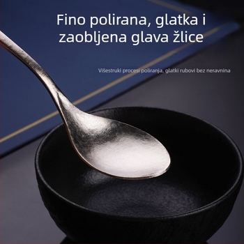 Titanijeva žlica s kristaliziranim ledom cvijetom, otporna na hrđu i plijesan, duga drška, za juhu i rižu