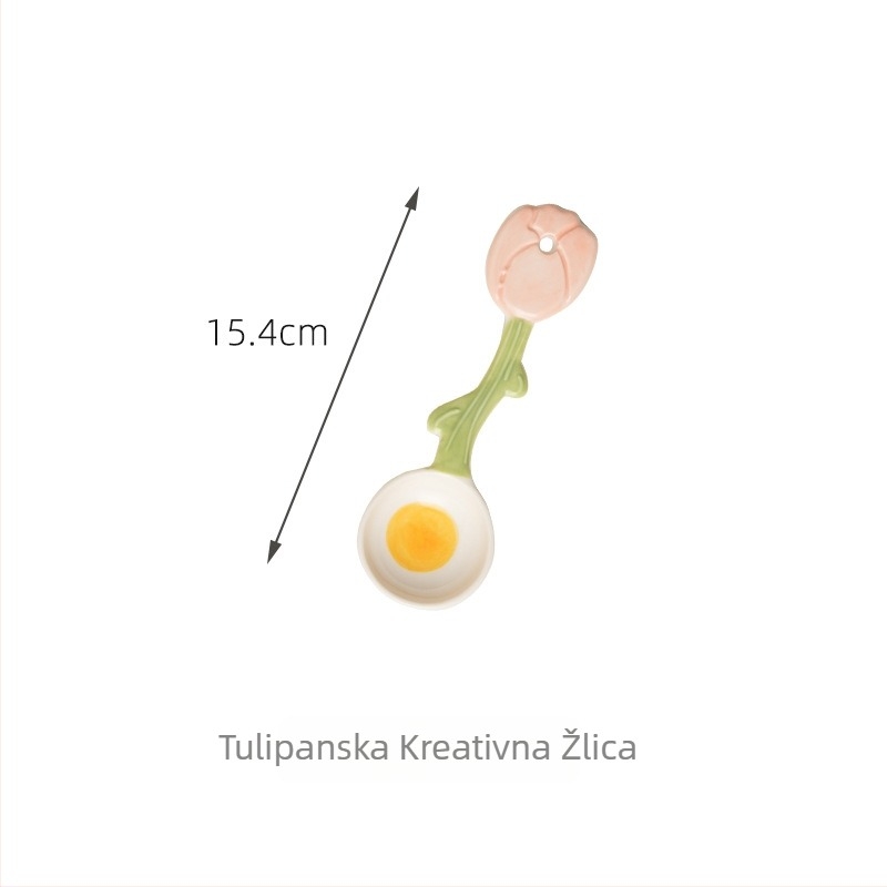 Keramička žličica u obliku ljilana za rižu i stolnu upotrebu, duga drška, otporna na visoke temperature, kućna kuhinja