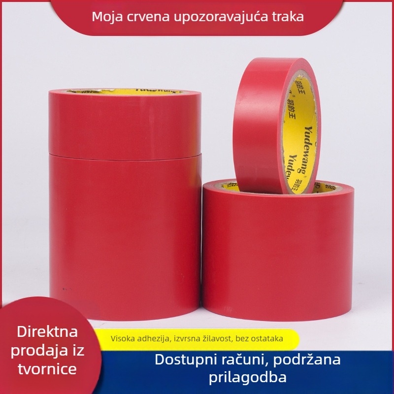 Crvena PVC upozoravajuća traka za označavanje poda i protupožarnu sigurnost — 12mm x 18yd
