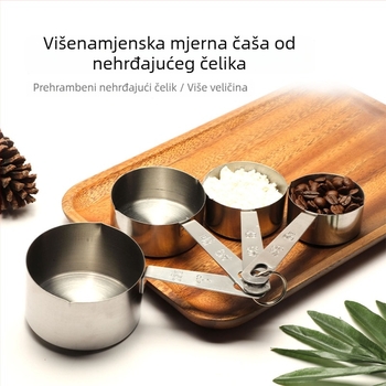 Set mjernih žličica i čašica od nehrđajućeg čelika, čvrsta konstrukcija za kuhinju, za kuhanje vina i začina te za pečenje
