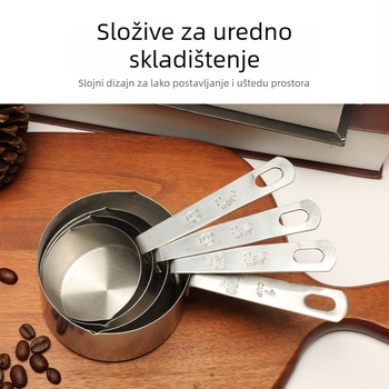 Set mjernih žličica i čašica od nehrđajućeg čelika, čvrsta konstrukcija za kuhinju, za kuhanje vina i začina te za pečenje