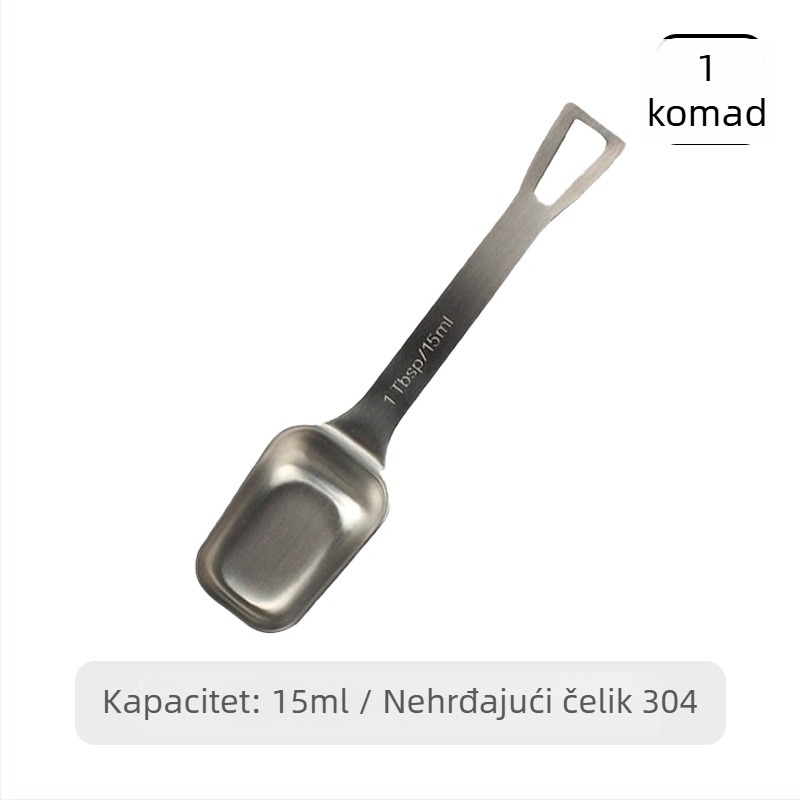 Kvadratna mjerna žlica od nehrđajućeg čelika 304, 15 ml, za začine, kavu i prašak mlijeka, s mjernom skalom, za pečenje