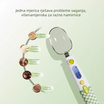 Dopamine kreativna mjerna žličica s kariranim uzorkom i skalom – kuhinja i pečenje, precizno mjerenje kave, mlijeka u prahu i rižinog brašna