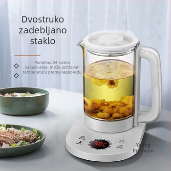Staklena višenamjenska čajna parić i električni kuhalo, 1 L, za ured