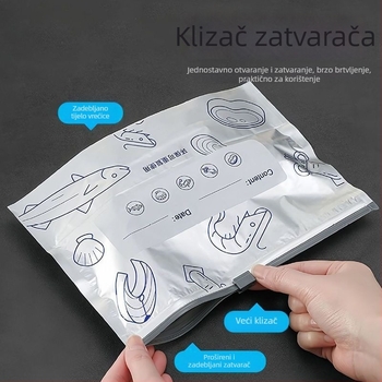 Vrećice od aluminijske folije za hranu, hermetički zatvorene, za hladnjak i zamrzivač, mikrovalna sigurna, paket od 10 komada