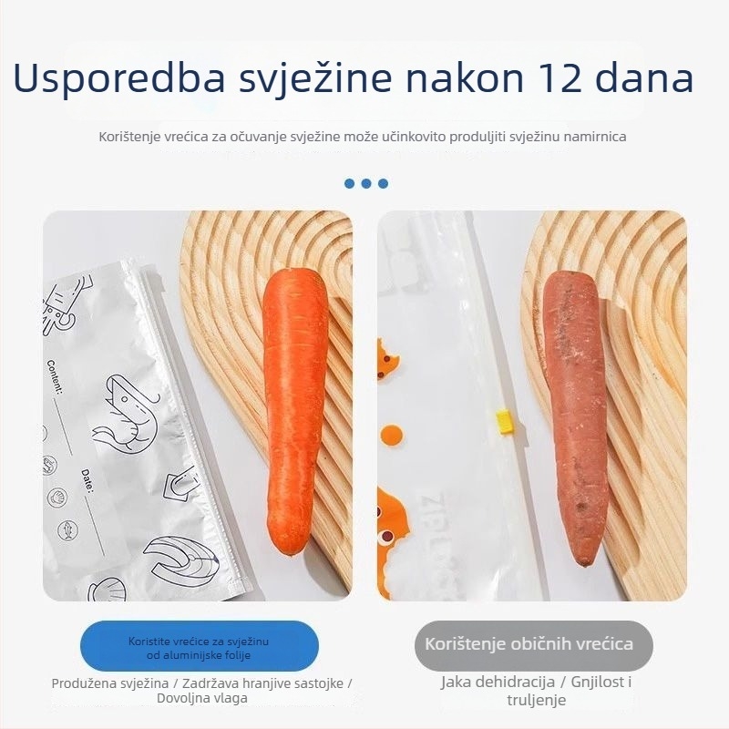 Vrećice od aluminijske folije za hranu, hermetički zatvorene, za hladnjak i zamrzivač, mikrovalna sigurna, paket od 10 komada