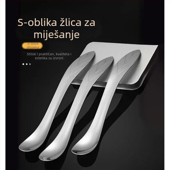 Proširena i produžena S-oblik žlica za miješenje s dugim držalom, višenamjenska žlica za punjenje knedli, pogodna za pečenje, čaj s mlijekom, kavu i sladoled.