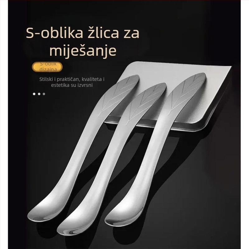 Proširena i produžena S-oblik žlica za miješenje s dugim držalom, višenamjenska žlica za punjenje knedli, pogodna za pečenje, čaj s mlijekom, kavu i sladoled.