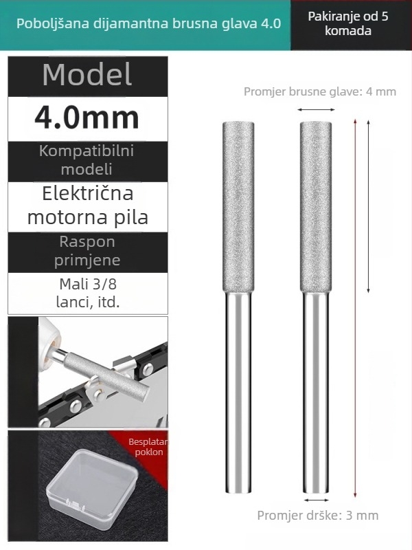 Keramičko-dijamantna glava za brušenje lančanika i električni pilnik – dodatak za kružni pilnik