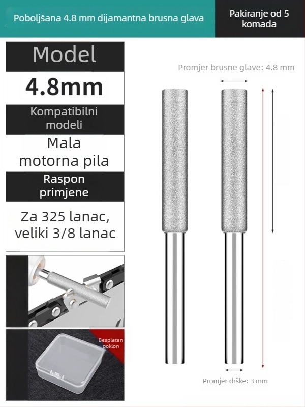 Keramičko-dijamantna glava za brušenje lančanika i električni pilnik – dodatak za kružni pilnik