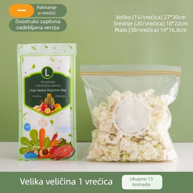 Deblja vrećica za čuvanje hrane, s zip zatvaračem, za kućnu upotrebu, hladnjak, čuva svježinu, kuhinjsko pakiranje po porcijama