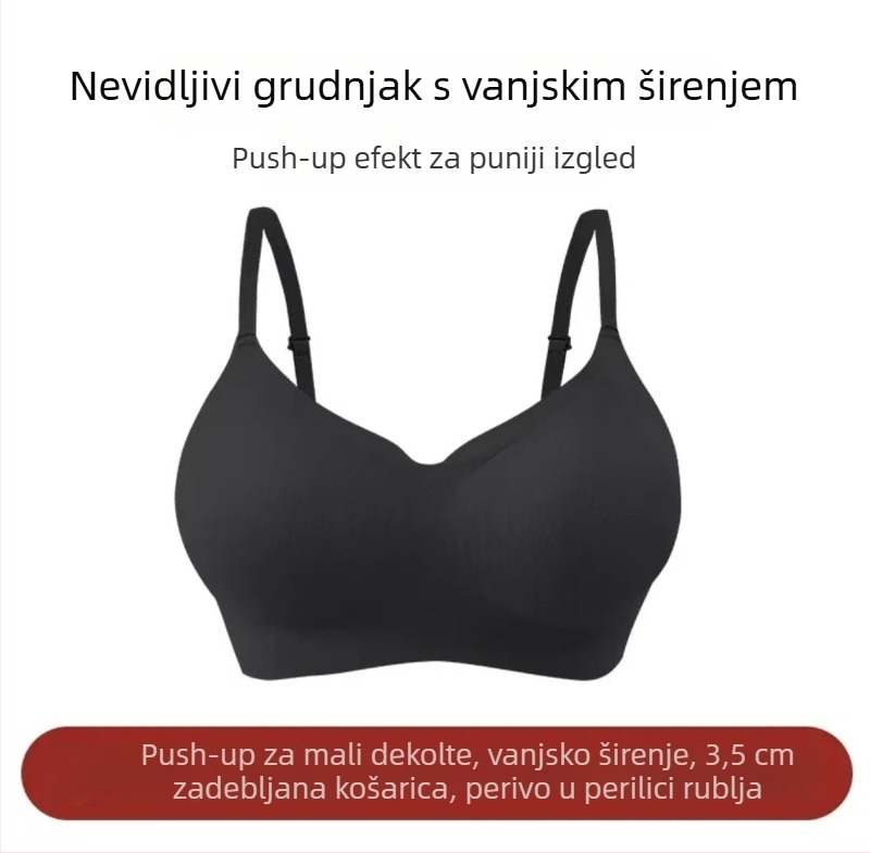 Nevidljivi grudnjak za žene, veličine A–C, za male grudi, s košaricama 3/4, fiksne naramenice, prozračan materijal od najlona/spandeksa.