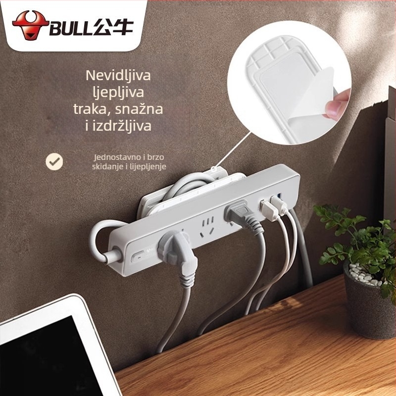 Bull produžni kabel s novim nacionalnim standardom, USB, više utičnica, kompakno upravljanje kabelima