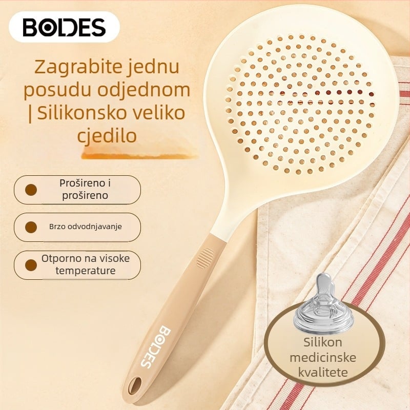 Dvobojna produžena silikonska cjediljka za kućnu upotrebu, otporna na visoke temperature, za rezance i knedle, višefunkcionalno kuhinjsko cjedilo, velika veličina