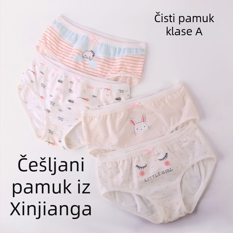 Dječje pamučne gaćice za djevojčice, 95% pamuk, crtani print, za dob 3–8 godina (100–140 cm)