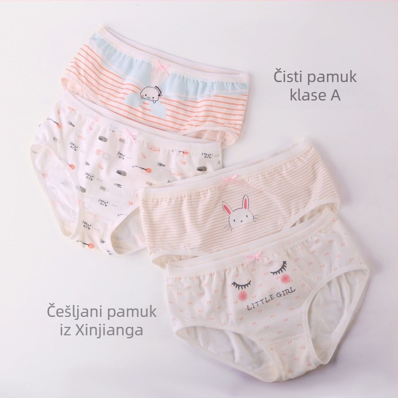 Dječje pamučne gaćice za djevojčice, 95% pamuk, crtani print, za dob 3–8 godina (100–140 cm)