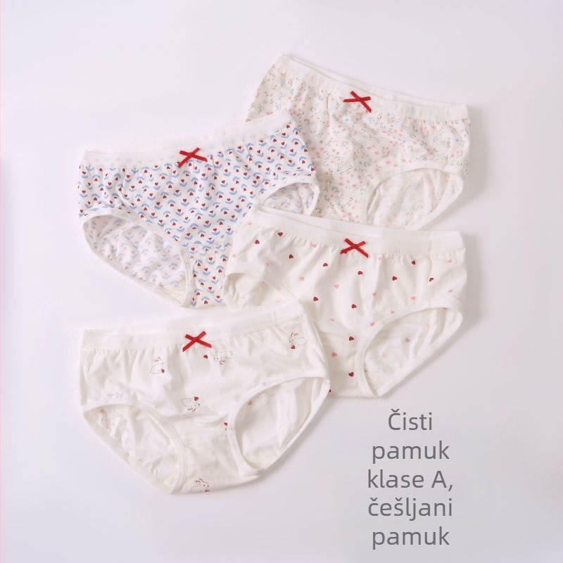 Dječje pamučne gaćice za djevojčice, 95% pamuk, crtani print, za dob 3–8 godina (100–140 cm)