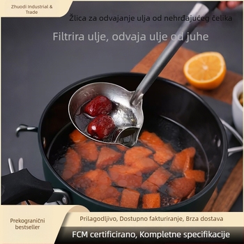 Nehrđajuća čelična žlica za odvajanje ulja od juhe – cjedilo i filtriranje ulja