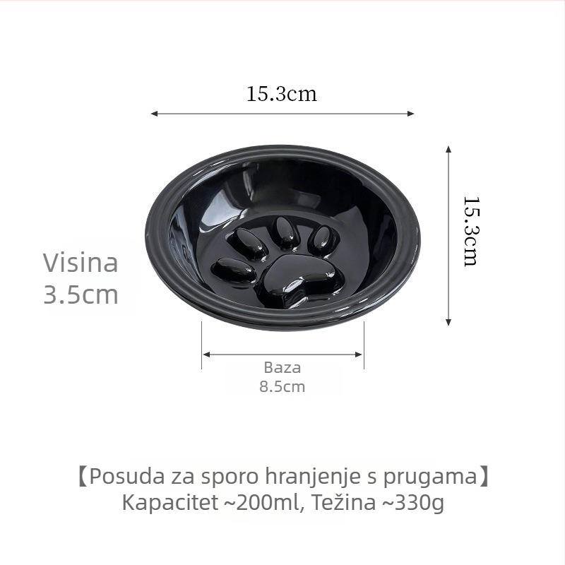 Keramička posuda za kućne ljubimce u minimalističkom stilu s prugastim rubom, posuda za usporeno hranjenje mačaka i pasa, otporna na prevrtanje