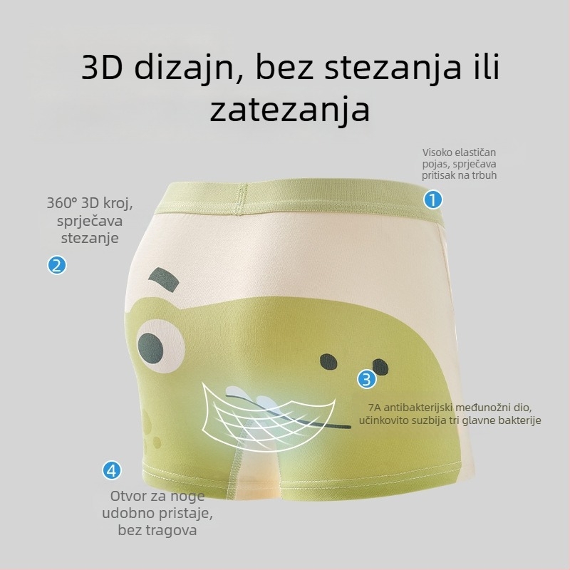 Dječje boxere od pamuka za dječake, Klasa A pamuk, udoban kroj