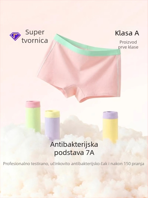 Lebang gaćice za djevojčice, modalno-pamučna smjesa, antibakterijske, A-klasa 7A, boxerice srednje visine za djecu od 3 do 8 godina