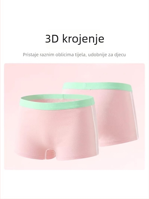 Lebang gaćice za djevojčice, modalno-pamučna smjesa, antibakterijske, A-klasa 7A, boxerice srednje visine za djecu od 3 do 8 godina