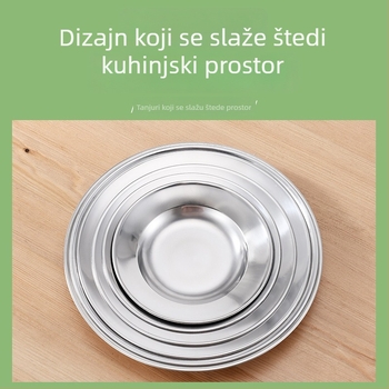 Nerđajući čelik – debeli kružni pladanj, plitka posuda za začine i ukrase, magnetski, polirana površina