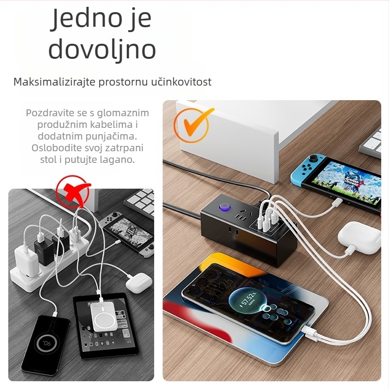 35W pametni USB produžni blok za brzo punjenje, 2 USB priključka za kućnu upotrebu
